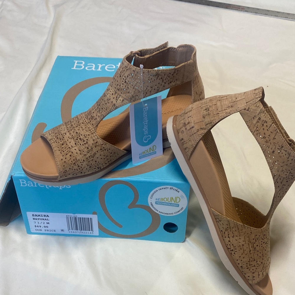 BareTraps Women's Cork Tan Sandals